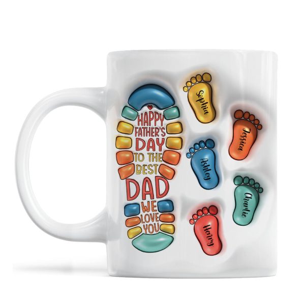 Happy Father's Day Dad Footprints Personalized 3D Inflated Printed Mug