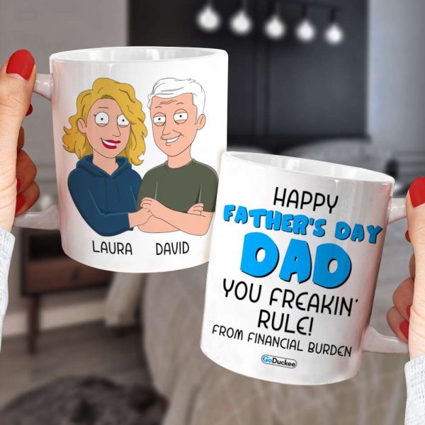 Happy Father's Day Dad You Freakin' Rule - Personalized White Mug - Gift for Dad - Family Guys
