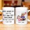 Happy Father's Day From The Best Long-Term Investment, Graph, Baby and Father - Personalized Custom Coffee Mug - DAD196_MG