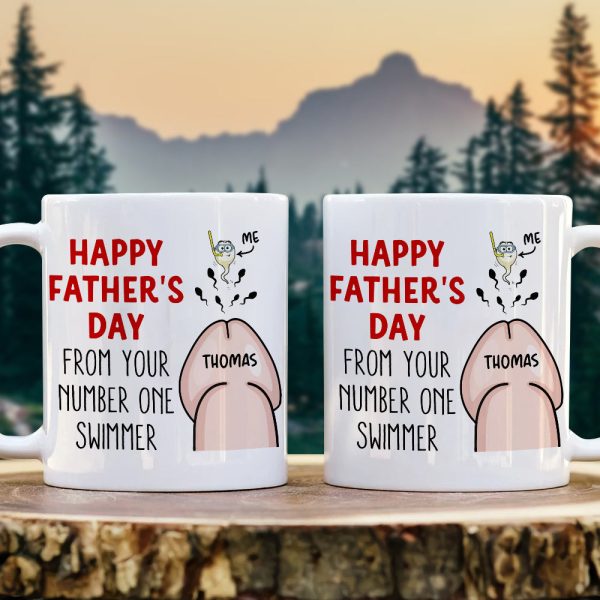 Happy Father's Day From Your Number One Swimmer, Personalized Mug, Gift For Dads