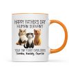 Happy Father's Day Human Servant Cartoon Funny Cats Personalized Mug, Gift For Cat Dad