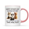 Happy Father's Day Human Servant Cartoon Funny Cats Personalized Mug, Gift For Cat Dad