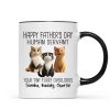 Happy Father's Day Human Servant Cartoon Funny Cats Personalized Mug, Gift For Cat Dad