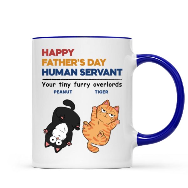 Happy Father's Day Human Servant Cat Dad Personalized Mug