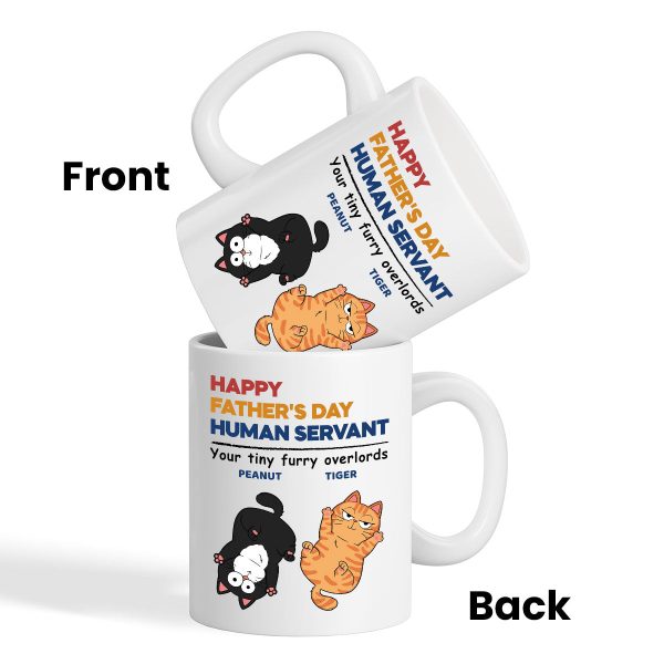 Happy Father's Day Human Servant Cat Dad Personalized Mug