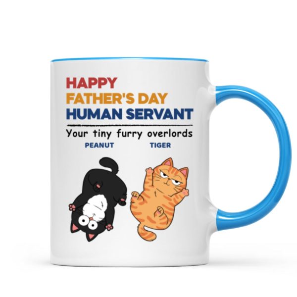 Happy Father's Day Human Servant Cat Dad Personalized Mug