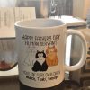 Happy Father's Day Human Servant From Your Tiny Furry Overlord, Personalized Mug, Gift For Cat Dad