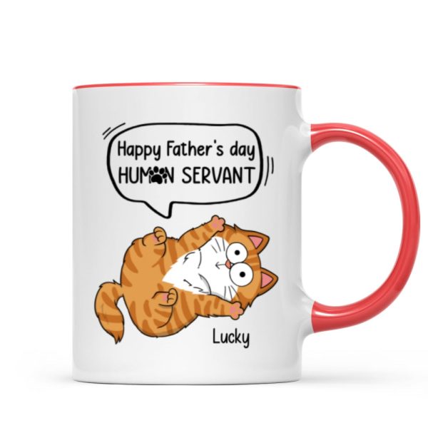 Happy Father's Day Human Servant Naughty Cats Personalized Mug