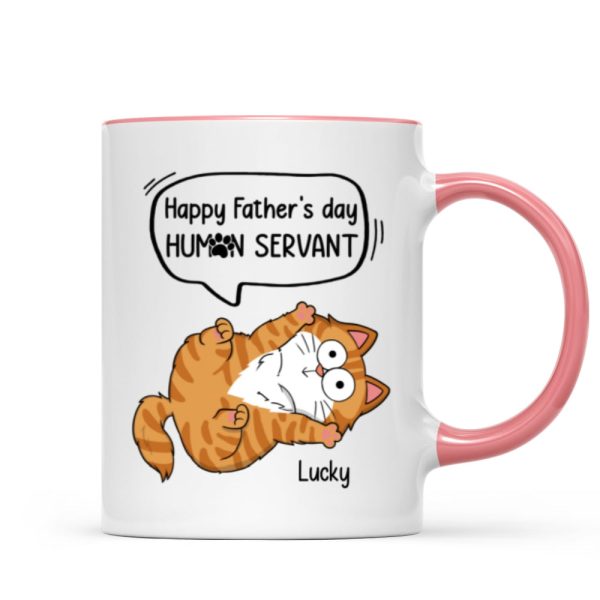 Happy Father's Day Human Servant Naughty Cats Personalized Mug