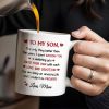 Happy Father's Day To My Dearest Son, Love And Devotion, Hearts And Cityscape - Personalized Custom Coffee Mug - SON034_MG
