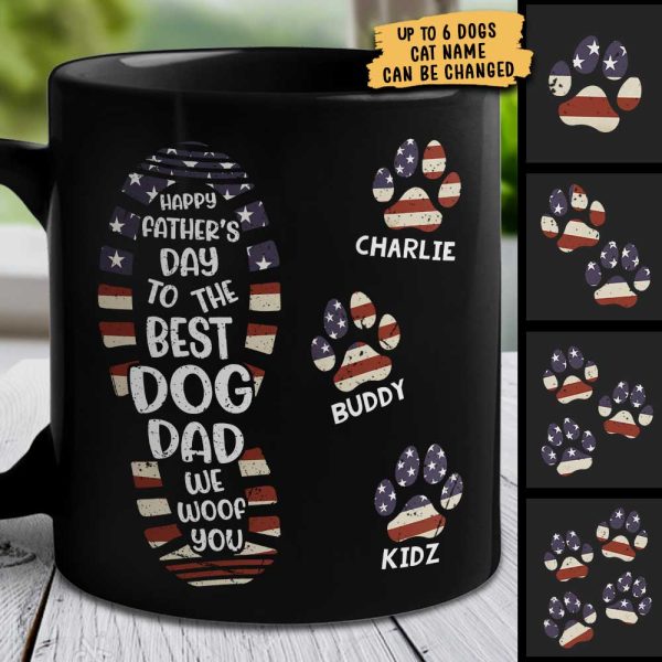 Happy Father's Day To The Best Dog Dad - Gift For Dad - Personalized Black Mug