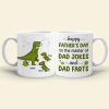 Happy Father's Day To The Master Of Dad Jokes, Personalized Mug, Gift For Dad, Father's Day Gift, Dinosaur Dad And Kids Mug