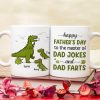 Happy Father's Day To The Master Of Dad Jokes, Personalized Mug, Gift For Dad, Father's Day Gift, Dinosaur Dad And Kids Mug