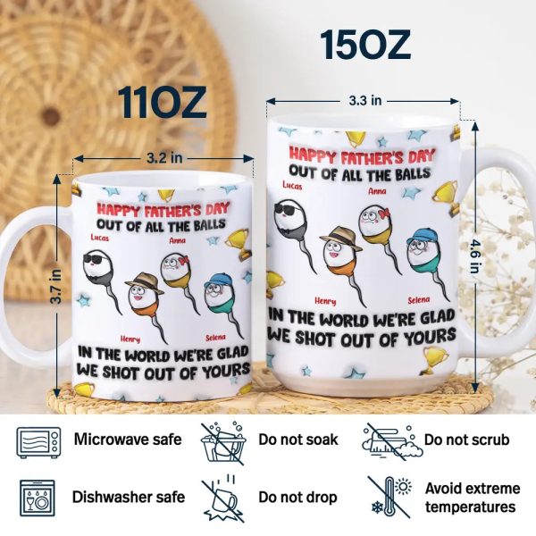 Happy Father's Day Your Swimming Champion - 3D Inflated Effect Printed Mug, Personalized White Edge-to-Edge Mug