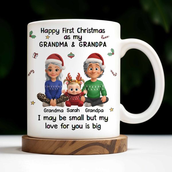 Happy First Christmas As My Grandma & Grandpa Mug - Personalized Custom Coffee Mug - FAM772_MG