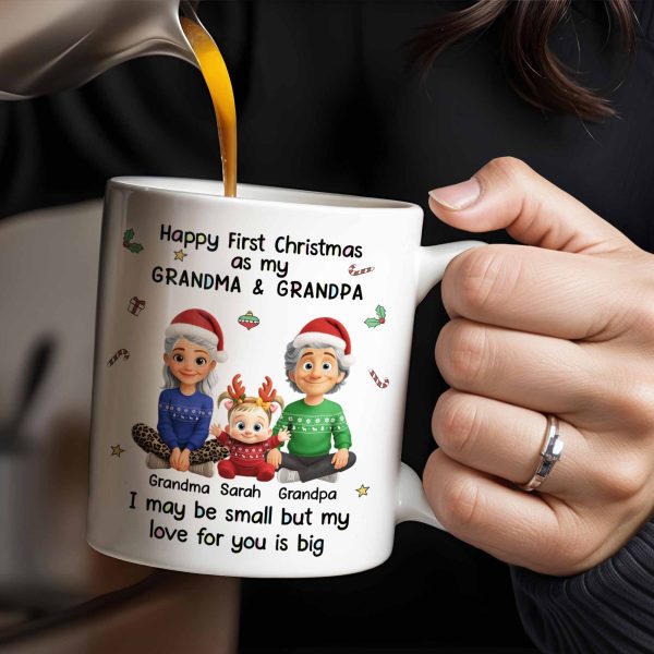 Happy First Christmas As My Grandma & Grandpa Mug - Personalized Custom Coffee Mug - FAM772_MG