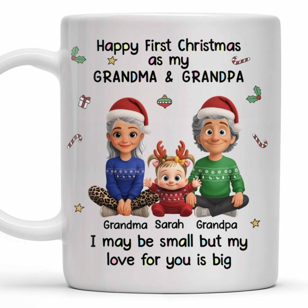 Happy First Christmas As My Grandma & Grandpa Mug - Personalized Custom Coffee Mug - FAM772_MG