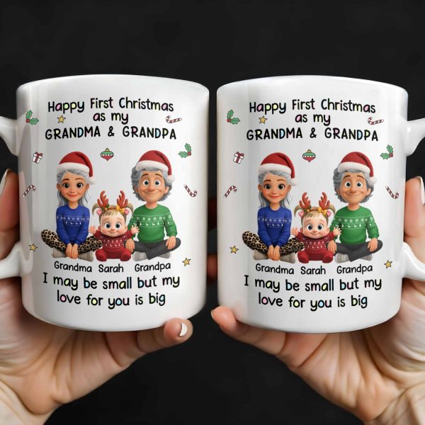 Happy First Christmas As My Grandma & Grandpa Mug - Personalized Custom Coffee Mug - FAM772_MG