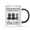 Happy Mother's Day Cat Mom, Thanks for Scooping My Poop, Personalized Stainless Steel Tumbler With Handle