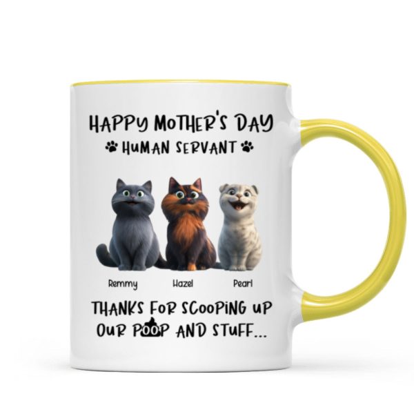 Happy Mother's Day Cat Mom, Thanks for Scooping My Poop, Personalized Stainless Steel Tumbler With Handle