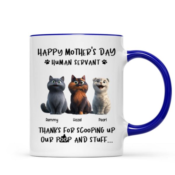 Happy Mother's Day Cat Mom, Thanks for Scooping My Poop, Personalized Stainless Steel Tumbler With Handle