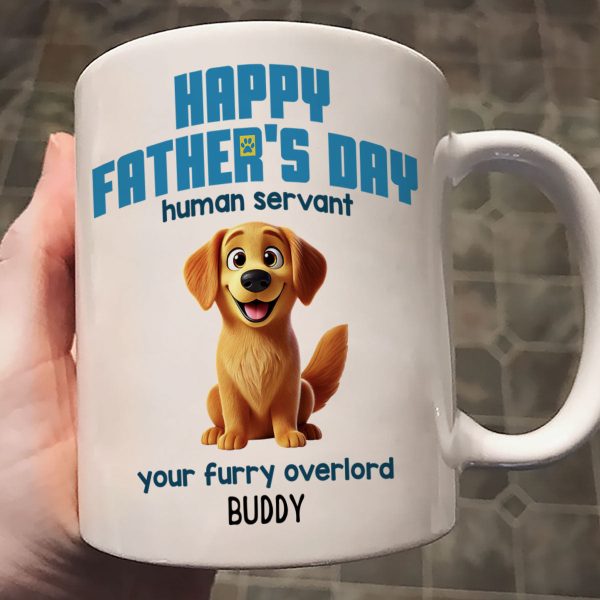Happy Mother's Day Father's Day Human Servant Cartoon Funny Dogs Blue Tone Personalized Mug