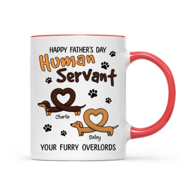 Happy Mother's Day Father's Day Human Servant Dachshund Hearts Personalized Mug