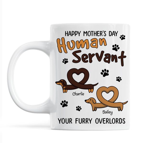 Happy Mother's Day Father's Day Human Servant Dachshund Hearts Personalized Mug