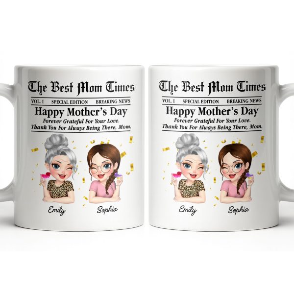 Happy Mother's Day Thank You Mom Newspaper Cartoon - Personalized Custom Coffee Mug - MOM146_MG