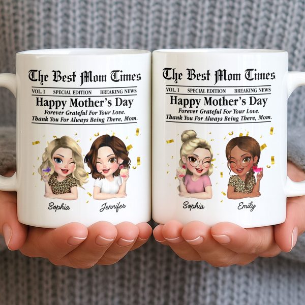 Happy Mother's Day Thank You Mom Newspaper Cartoon - Personalized Custom Coffee Mug - MOM146_MG