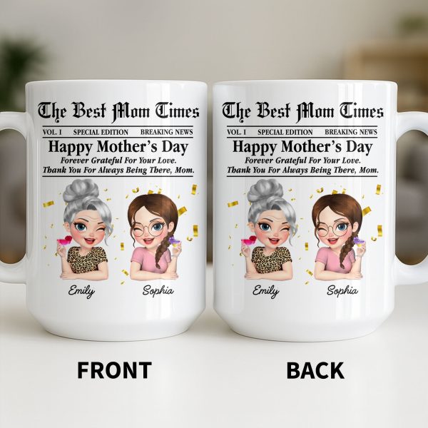 Happy Mother's Day Thank You Mom Newspaper Cartoon - Personalized Custom Coffee Mug - MOM146_MG