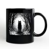 Haunted Forest Black Cat Personalized Mug, Spooky Halloween Night Gift with Custom Name
