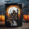 Haunted House Night Halloween Personalized Mug, Spooky Horror Gift with Custom Name