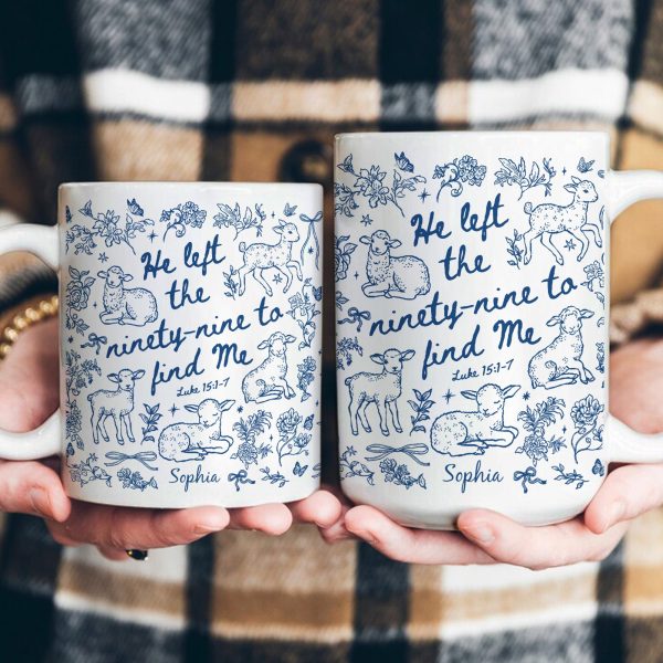 He Left The 99 To Find Me - Lost Sheep Toile De Jouy - Personalized Mug
