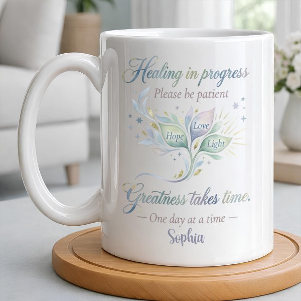 Healing In Progress, Hope Love Light, Stars Leaves Design - Personalized Custom Coffee Mug - DTG069_MG
