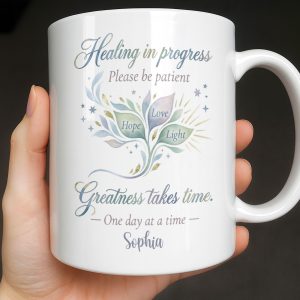 Healing In Progress, Hope Love Light, Stars Leaves Design - Personalized Custom Coffee Mug - DTG069_MG