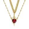 Heart and Sword Zircon Pendant Necklace Set