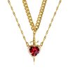 Heart and Sword Zircon Pendant Necklace Set