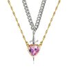 Heart and Sword Zircon Pendant Necklace Set