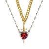 Heart and Sword Zircon Pendant Necklace Set