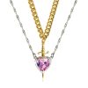 Heart and Sword Zircon Pendant Necklace Set