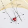 Heart and Sword Zircon Pendant Necklace Set