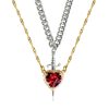 Heart and Sword Zircon Pendant Necklace Set