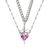 Heart and Sword Zircon Pendant Necklace Set