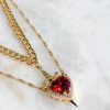 Heart and Sword Zircon Pendant Necklace Set