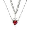 Heart and Sword Zircon Pendant Necklace Set
