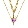 Heart and Sword Zircon Pendant Necklace Set
