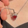 Heart and Sword Zircon Pendant Necklace Set