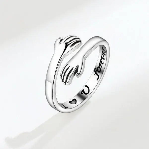 Heart Hand Hug Adjustable Ring for Couples