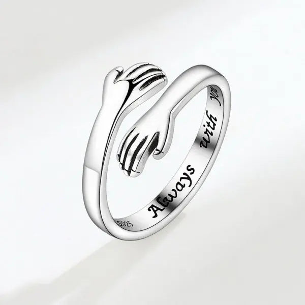 Heart Hand Hug Adjustable Ring for Couples
